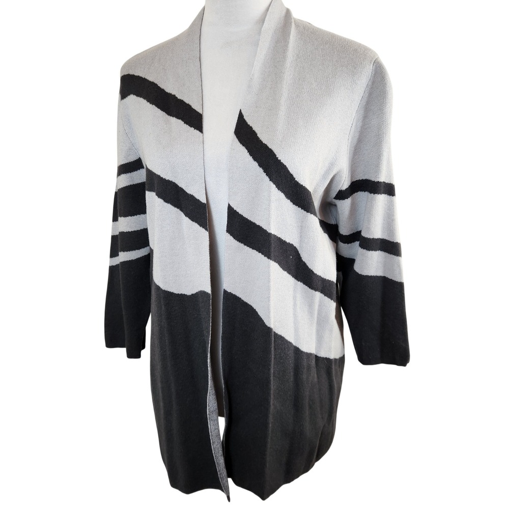 Chico's 2 Easywear Aubree Jacquard Jacket Feather Stone Grey Black Sz L NEW NWT